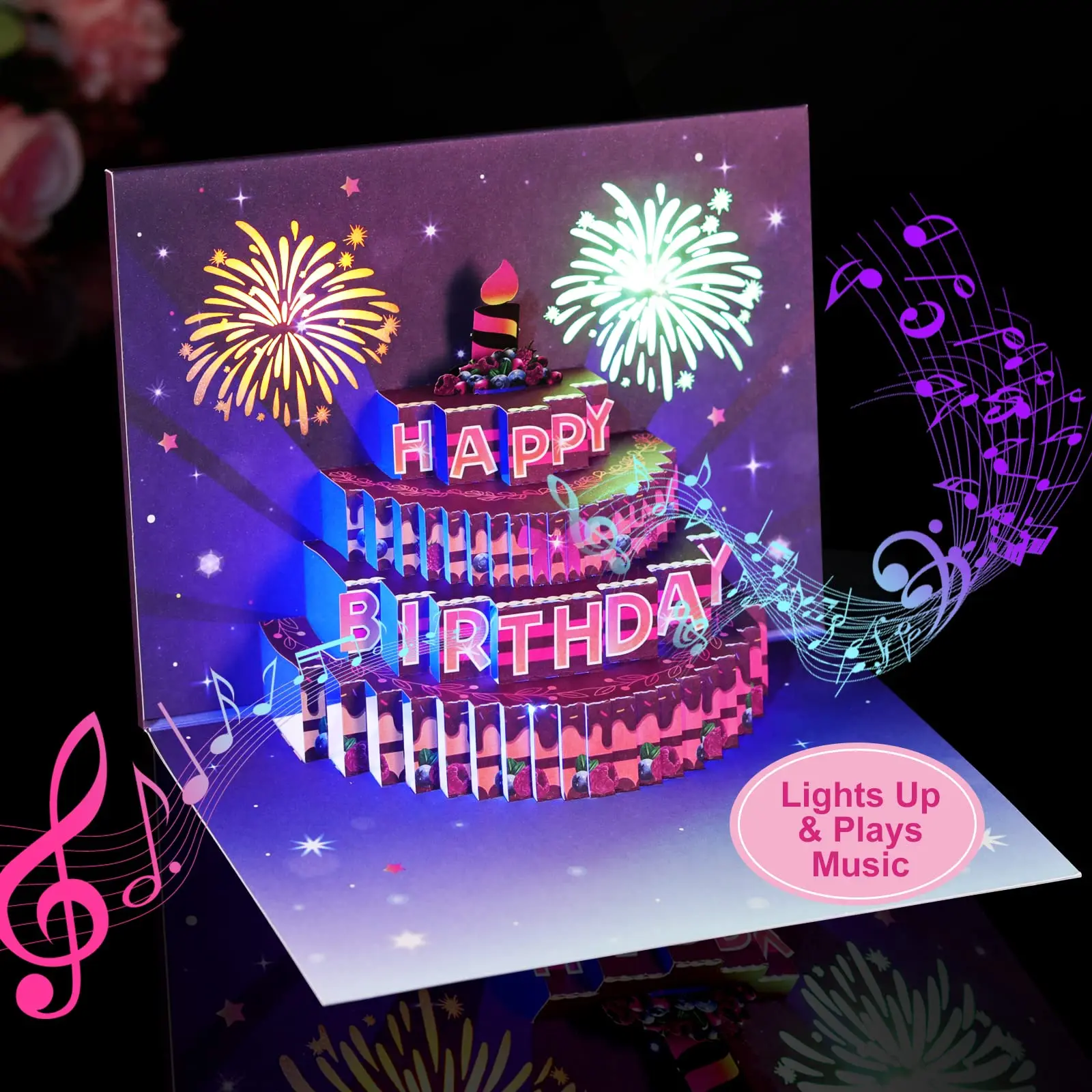 3D Birthday Cards Light and Music Birthday Cake Happy Birthday Gift Greeting cards