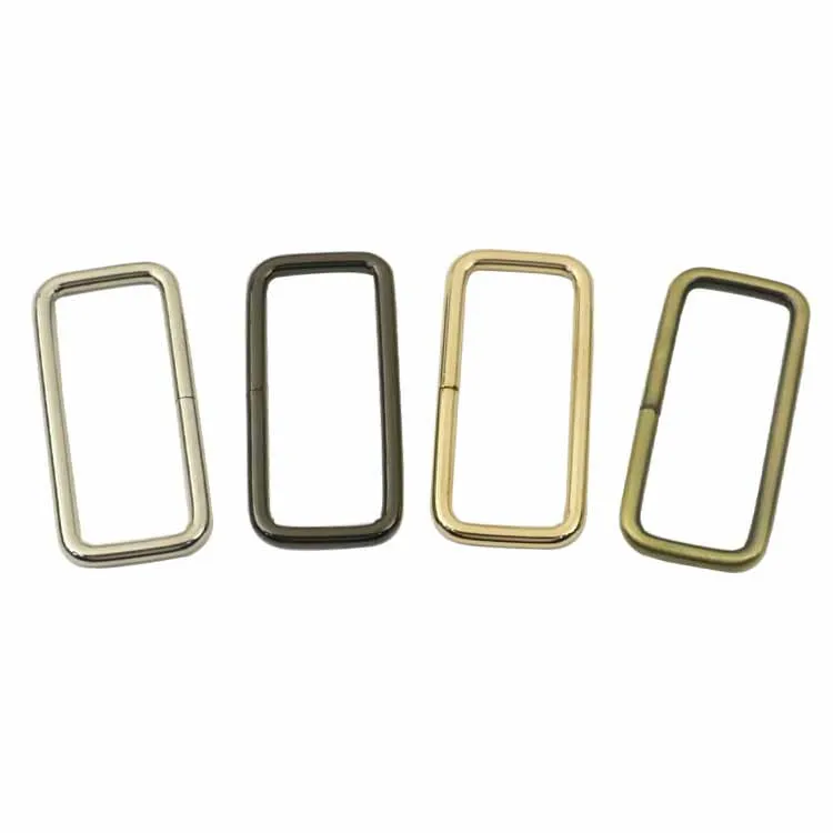 Consen 50mm bag hardware metal square ring buckles adjustable slide buckles for bags