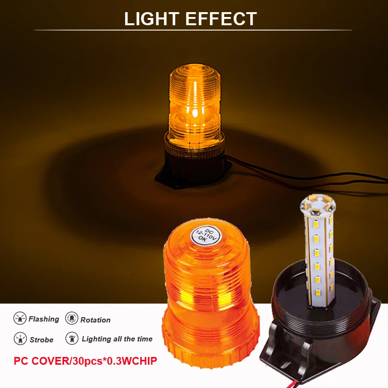30 светодиодов, 10-110 В постоянного тока, Янтарный/желтый, 9 Вт, аварийное предупреждающее мигающее освещение для вилочного погрузчика