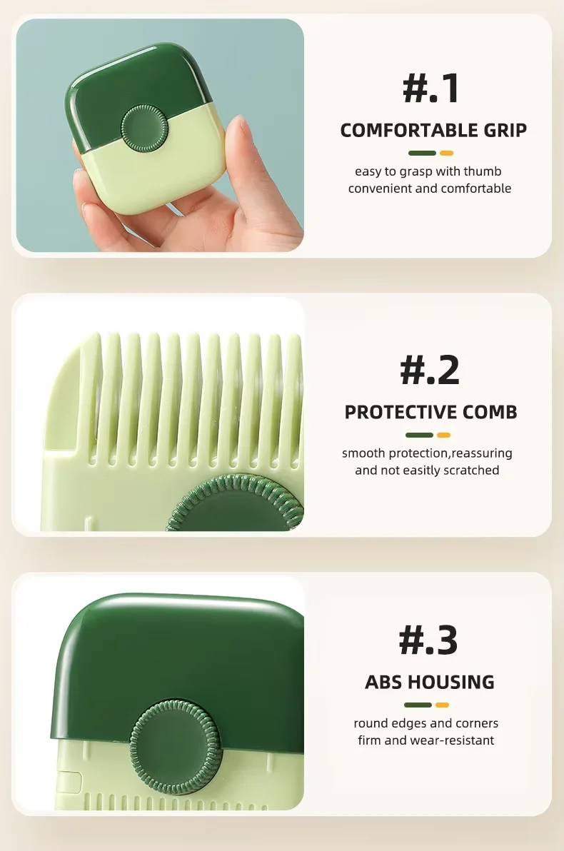 Custom LOGO 2 in 1 Hair Trimmer, Manual Bangs Trimmer Comb for Girls Women, Double Sided Hair Razor Comb Cutter