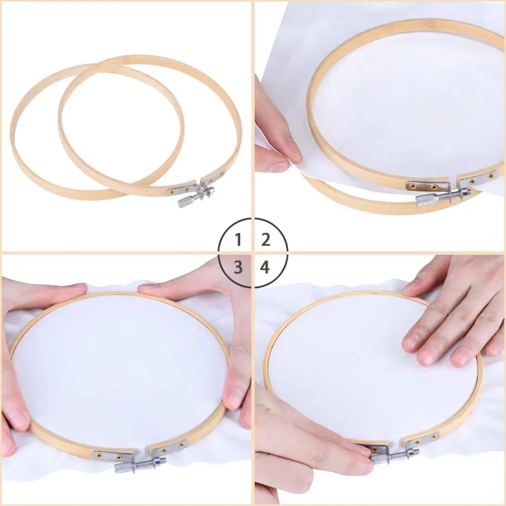  20cm Embroidery Hoops Wooden Round Adjustable Bamboo Circle Cross Stitch Hoop Ring Bulk Wholesale for Art Craft Hand