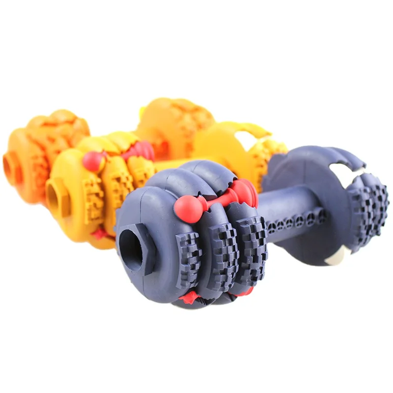 natural dog toy chews factory made barbell rubber dog leaking food toy natural dog toy chews