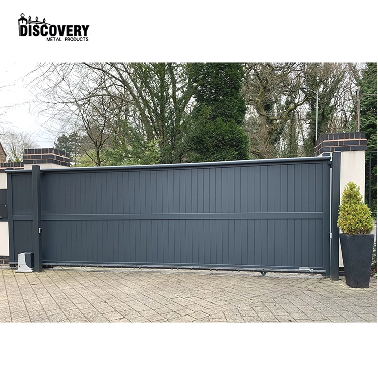 European style modern aluminium main door gates house villa external front entry automated sliding aluminum fence gate
