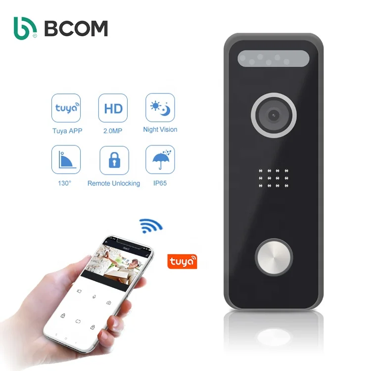 Bcomtech multifunction wireless ip 1080p hd video doorbell home tuya unlock video intercom