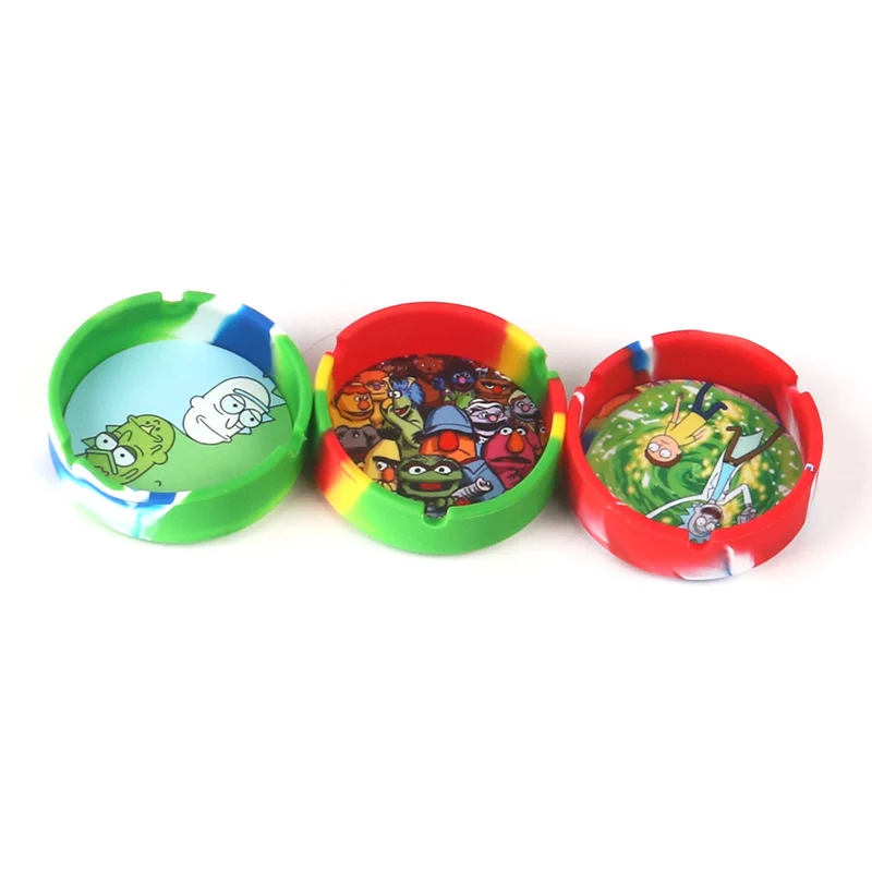 
Spot hot-selling 90mm color silicone made multi-style round ashtray silicone ashtray 