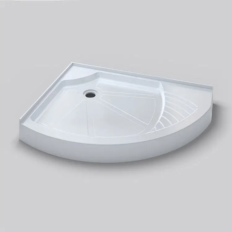 Acrylic Shower Tray Base with Three Thresholds Antislip Textured Surface Rectangle Bathroom Acrylic Shower Base