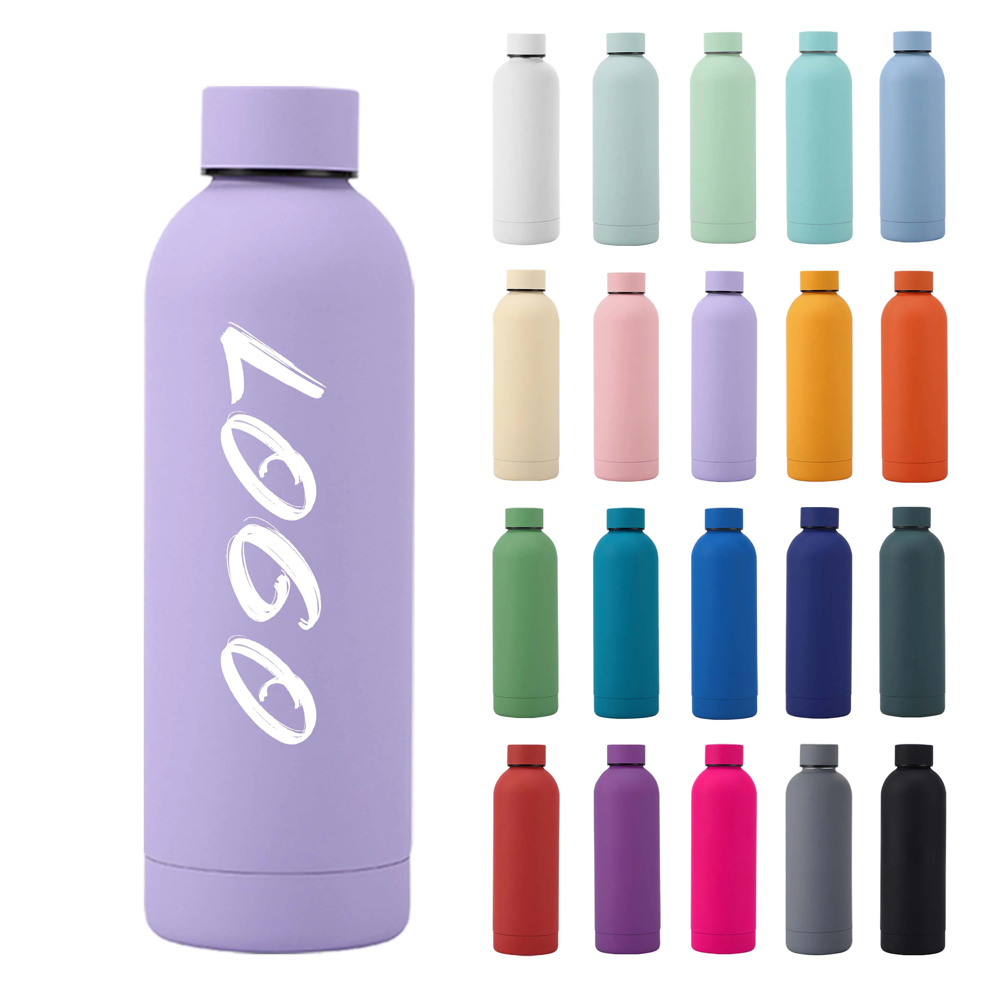 wholesale 500ml soft rubber coated thermos drinking bottle bpa free insulated stainless steel bottle vacuum flask