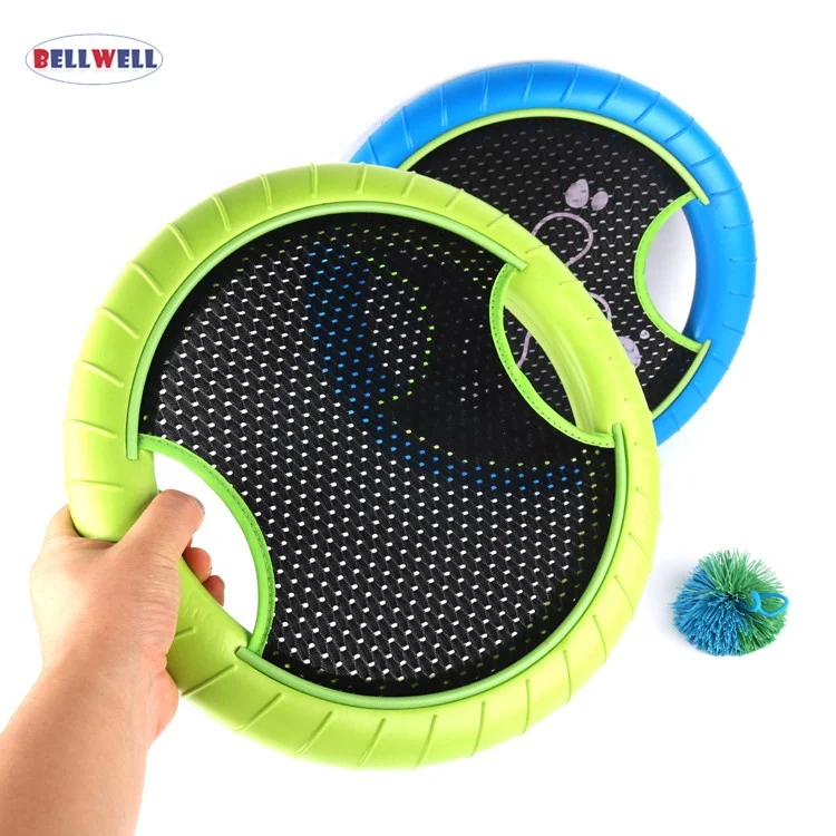 Bellwell Portable Mini Hand Trampoline Paddle Ball and Flying Disc Set