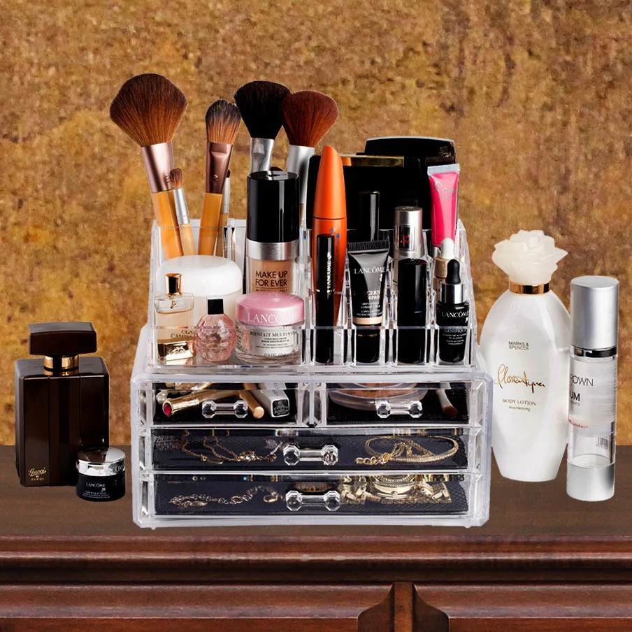 Plastic Clear Transparent Acrylic Cosmetic Storage Drawers Jewelry Organizer Makeup Holder