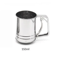 500ML Stainless Steel Fine Mesh Rotary Hand Crank Flour Sifter With 2 Wire Agitator