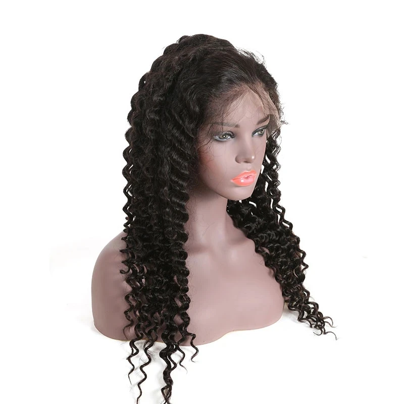 Ready to ship virgin indian remy human hair Preplucked swiss lace loose wave pony lace frontal wig