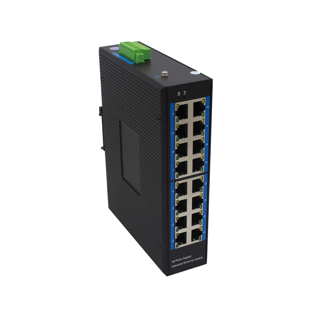 Outdoor Industrial Ethernet Switch 16*10/100Base-T RJ45 Ports Aluminium Alloy Case Industrial 16ports Network Switch DC24V