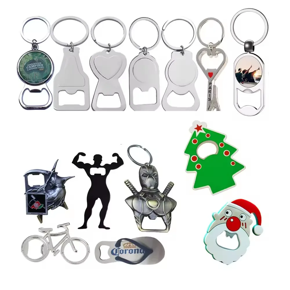 Xun Xin OEM/ODM Custom 3D Colorful Bottle Shape Bar Beer Opener Zinc Alloy Sublimation Blank Bottle Opener Custom Bottle Opener