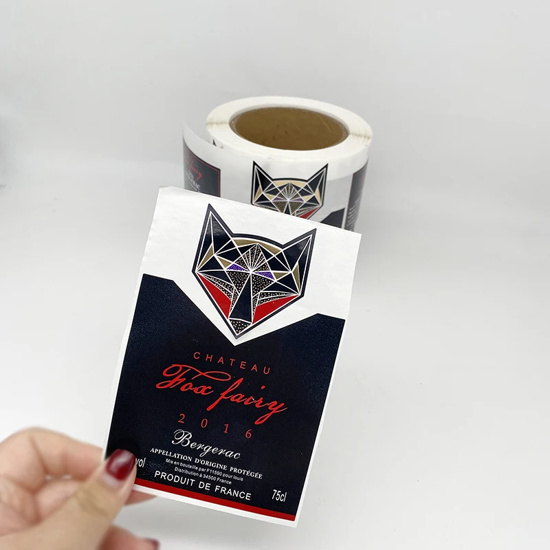 Custom self-adhesive printed paper gold foil wine labels for bottles