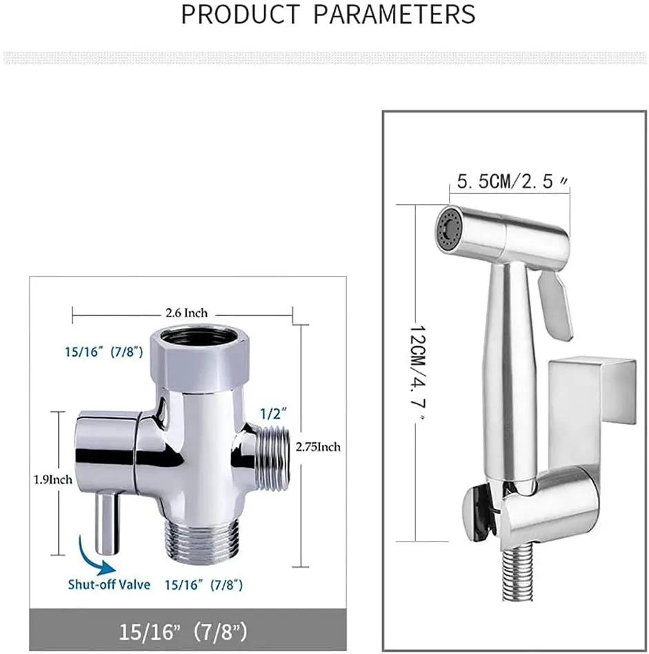 Redge - Handheld Bidet Sprayer for Toilet-Adjustable Water Pressure Control with Bidet Hose for Feminine Wash, Stainless Steel