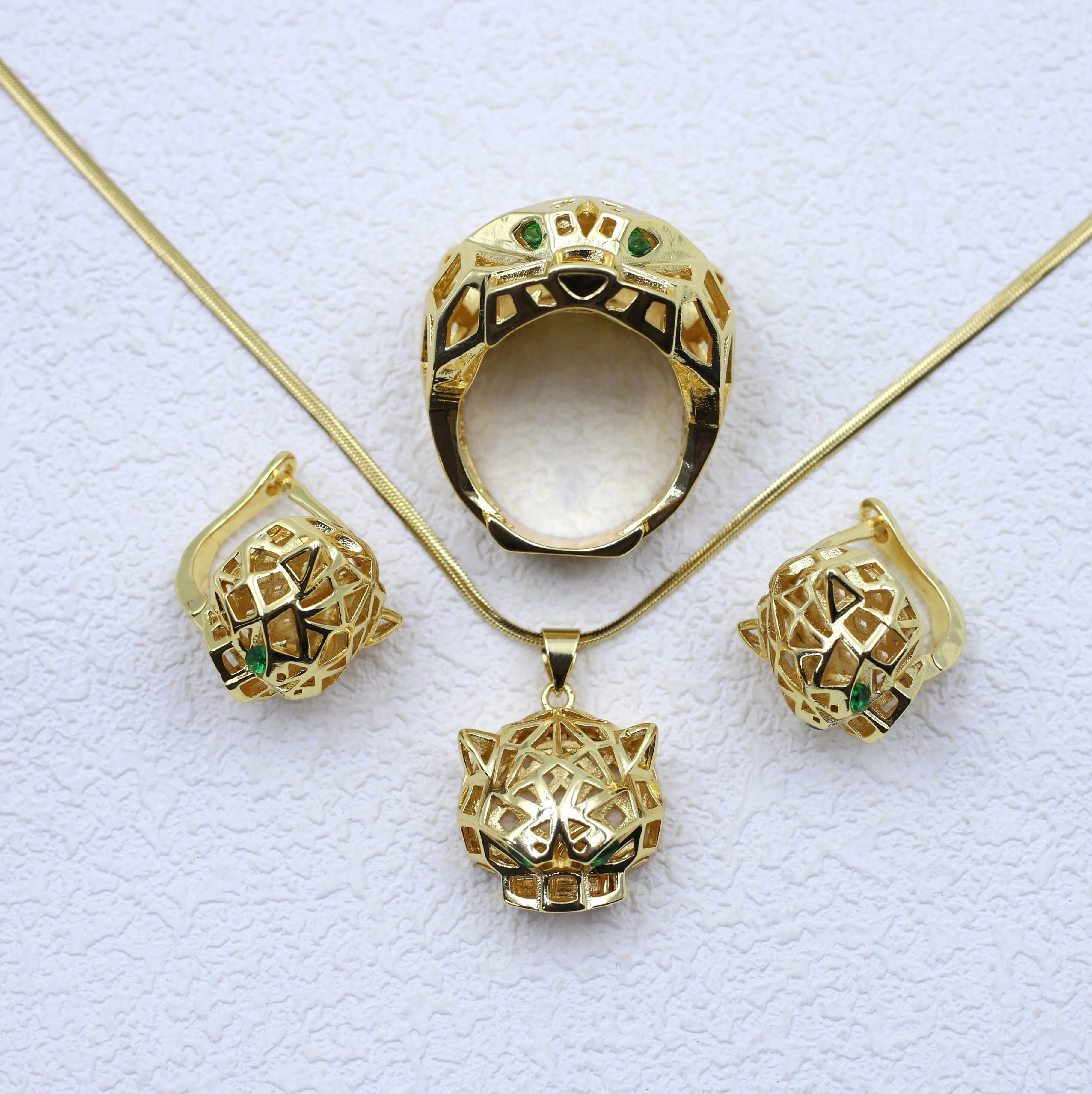 Модный Комплект украшений из 18-каратного золота 4 шт. 3D сетчатый набор с леопардовым принтом