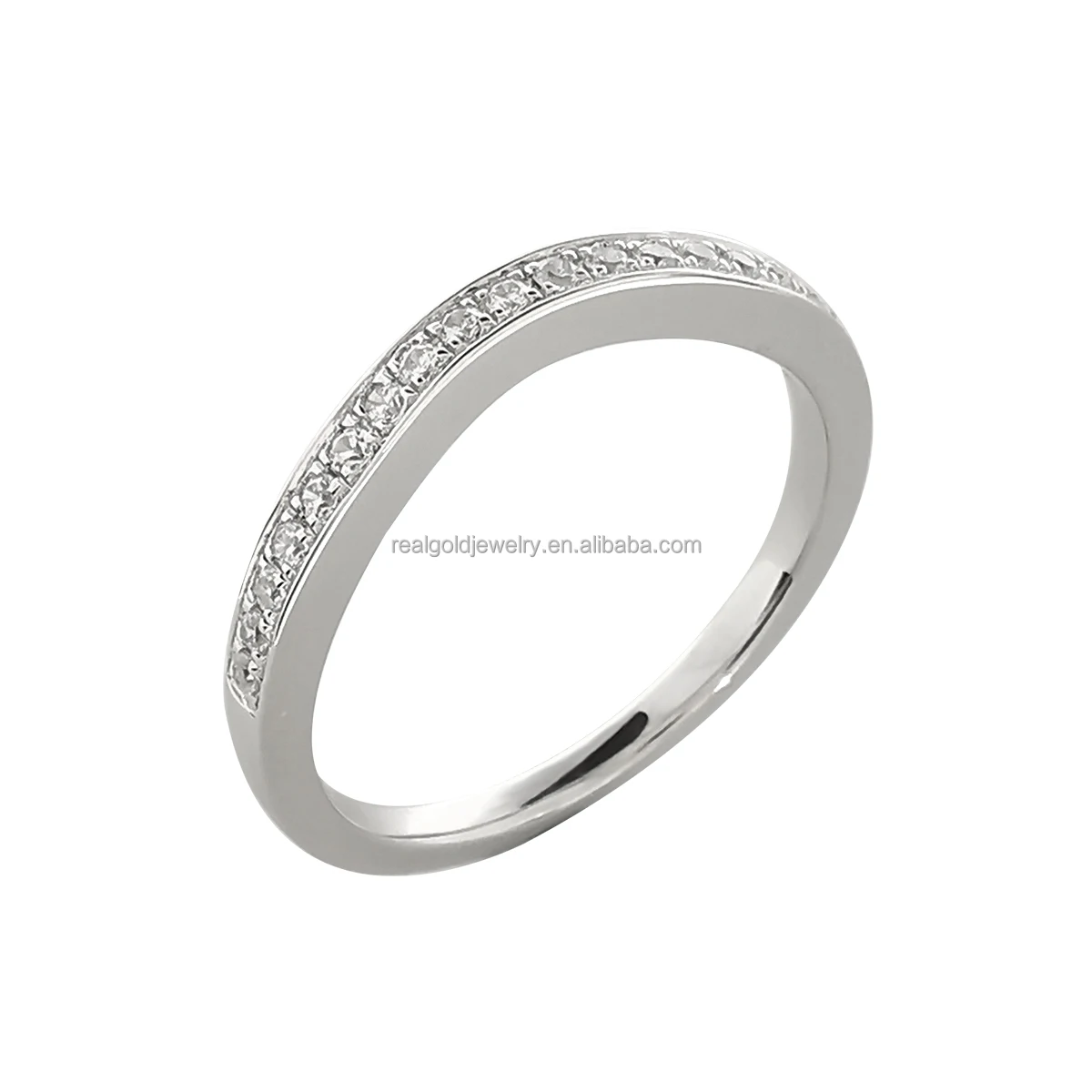 Unique Design 14K Real White Gold Rings Jewelry  Moissanite  Stone Rings Wedding Women Jewelry
