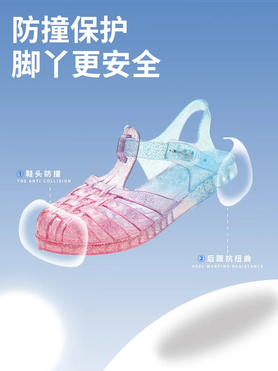 Children child toddler candy summer kids anti-slip girls princess jelly shoes baby outdoor with Child-friendly Feature