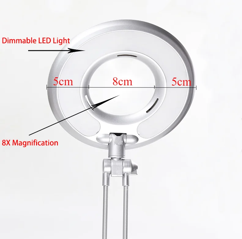 Magnifier LED Lamp Universal Adjustment Nail Manicure Cosmetology Salon Skincare Beauty Light Tattoo Handmade Embroidery