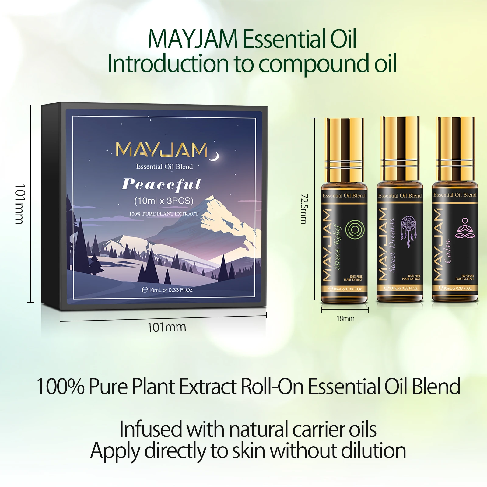 Mayjam Essential Oil Set 10mlX3pcs Wholesale Prices Roller Bottle Essential Oil Blend OEM For Aroma Diffuser