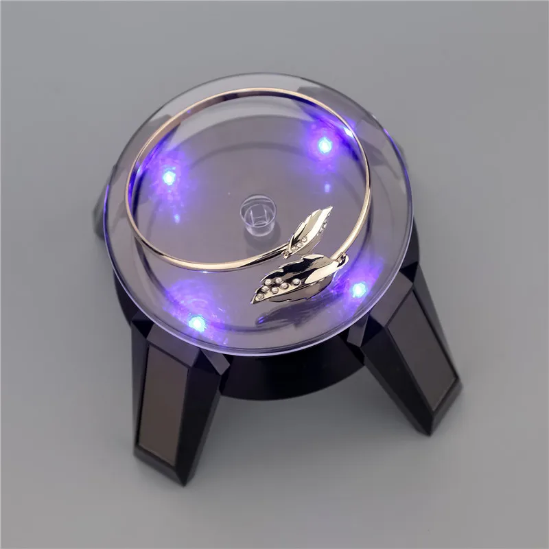 Креативная Солнечная Витрина круглая Поворотная светодиодная 360 вращающаяся подставка для ювелирных часов