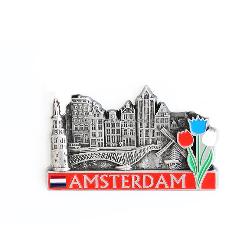 Custom Amsterdam Canal Houses Magnet Windmill Tulips Dutch Souvenirs Netherlands Tourist Souvenir Fridge Magnet