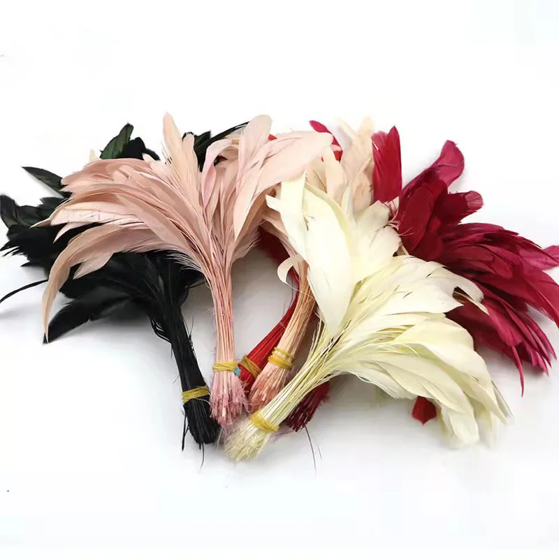Bleached and Dyed 15-20cm Stripped Rooster Coque Tail Feathers for Carnival and Garment Trimming Economically Priced for Sale