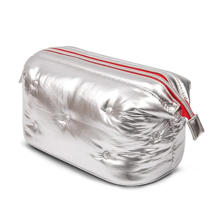 Fashion Down Cotton Cosmetic Bag Waterproof Pu Leather Custom Towel Embroidered Letter Make Up Bag