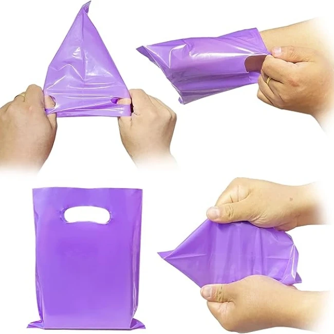 Custom Die Cut Plastic Bags Biodegradable Plastic Shopping Bags with Handle Die Cut Handle Bags Wholesale for Shopping Grocery