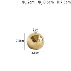 Wholesale Custom Mirror Sphere Electroplated Golden Round Bud Ball Luxury European Style Gold Nordic Modern Ceramic Vase