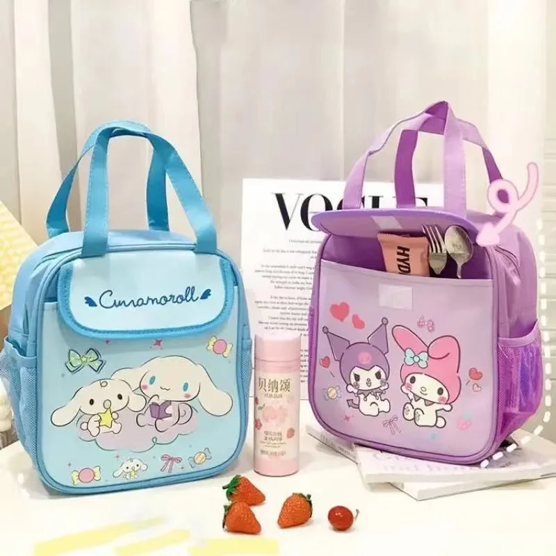 Sanrios Lovely Lunch Bag Anime My Melody Hello KT Pochacco Kuromi Travel Thermal Breakfast Box School Child Tote Food Bag Gift