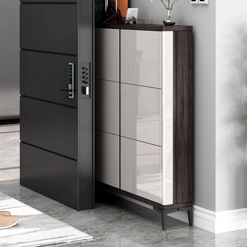 Manufacturers price high glossy hidden classic tipping bucket shoe storage cabinet for doorway shoe racks