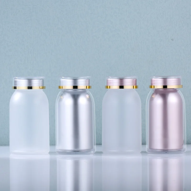 Empty round white HDPE capsules tablets candy jars for store amber plastic medicine bottle