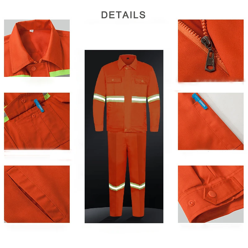 Spring And Autumn Sanitation Work Clothes Breathable Long Sleeve Health Overalls Suit Orange Reflective Cleaning Suit