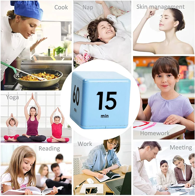 Kitchen Gym Kids Study Portable 60 Minute Time Alarm Flip Digital Cube Timer