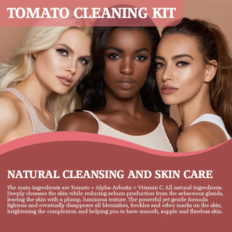OEM Custom Natural Organic Beauty Products Skin Whitening Cream Exfoliating Handmade Soap Korean Tomato Skin Care Set For Women