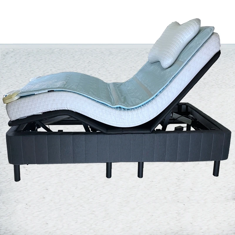 foldaway guest size double electric adjustable bed rail frame with 8 legs