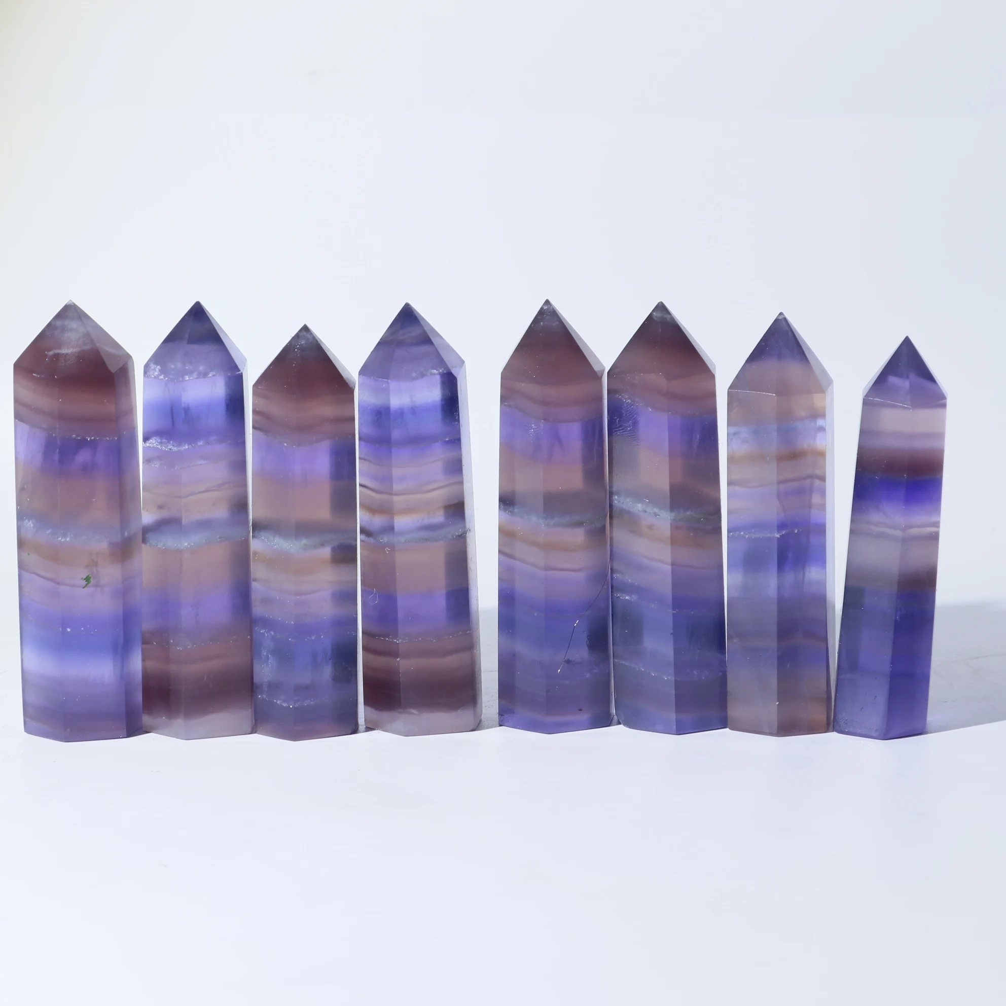 
Wholesale high-quality natural meditation Crystal Purple fluorite Feng Shui decorative tower in stock 