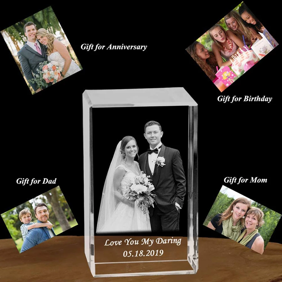 Personalised Custom 3D Laser Engraving Photo Coated Sublimation Crystals Glass Frame Blanks Crystal