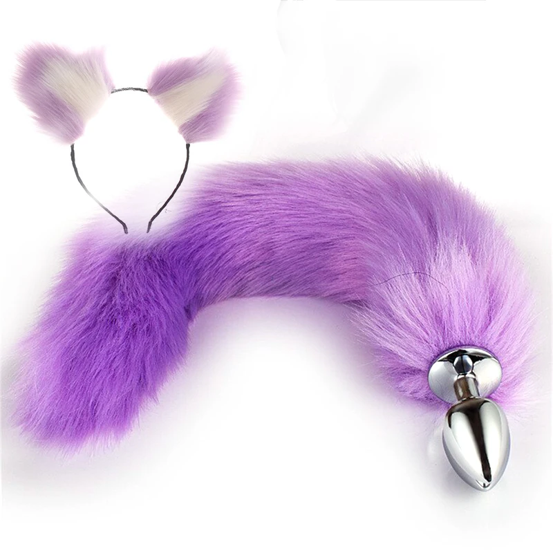 Erotic Toy Sex Anal Plug 2Pcs Wireless Cat Ears Stainless Steel Fox Tail Adult Anal Plugs Dilator For Woman