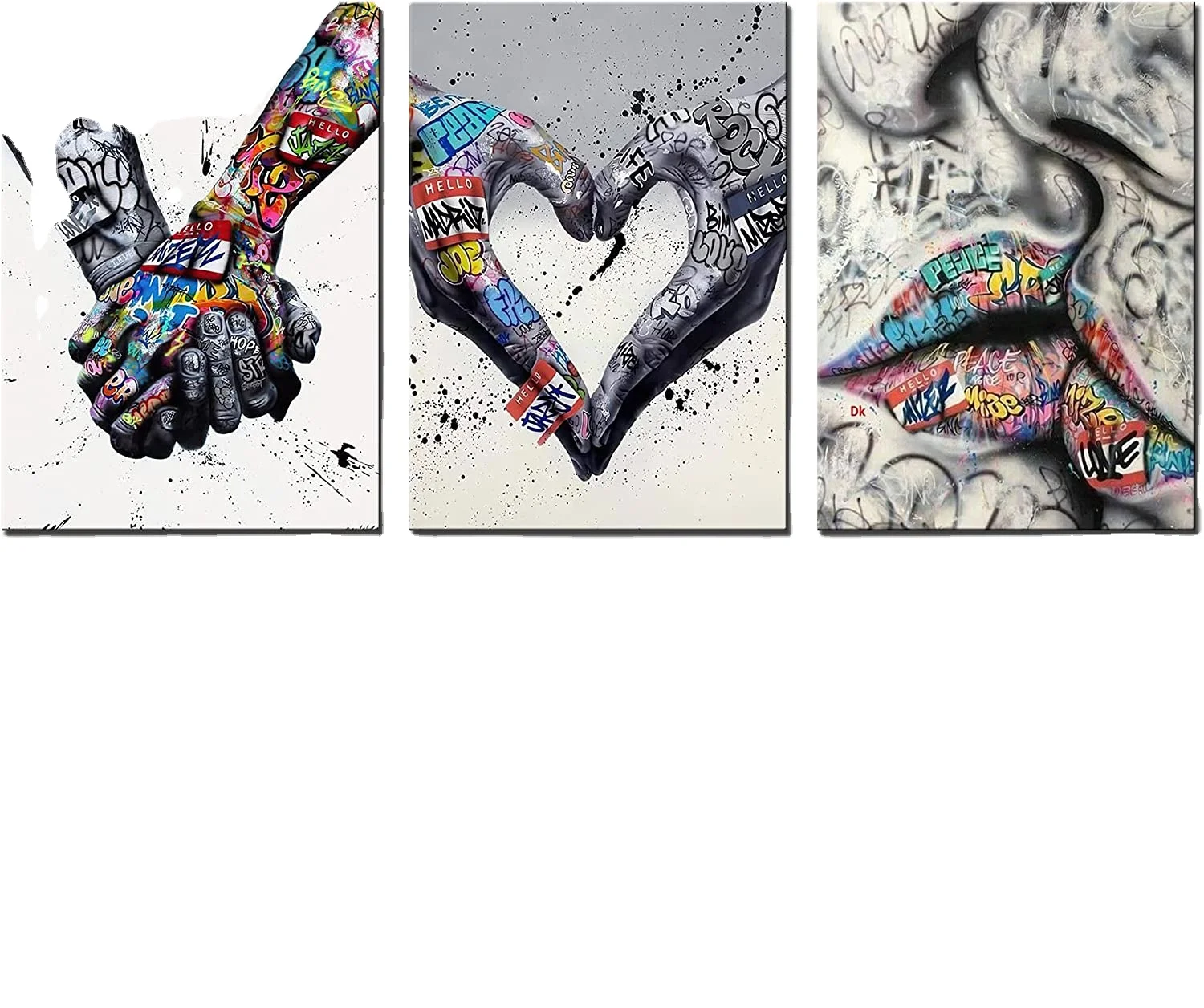 Banksy кулак Вдохновляющие пальцы классические картины уличного искусства красочные граффити настенные 3 шт. Постер и принты