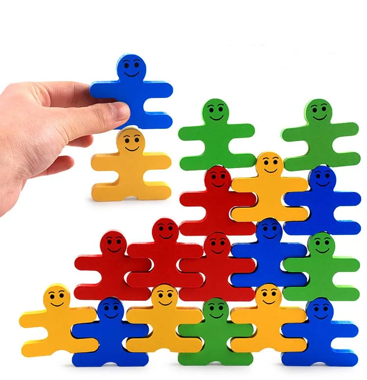 Wooden Balance Villain Building Puzzle Blocks Stacking Montessori Educational Toy Blocks Toys Diy For Kids