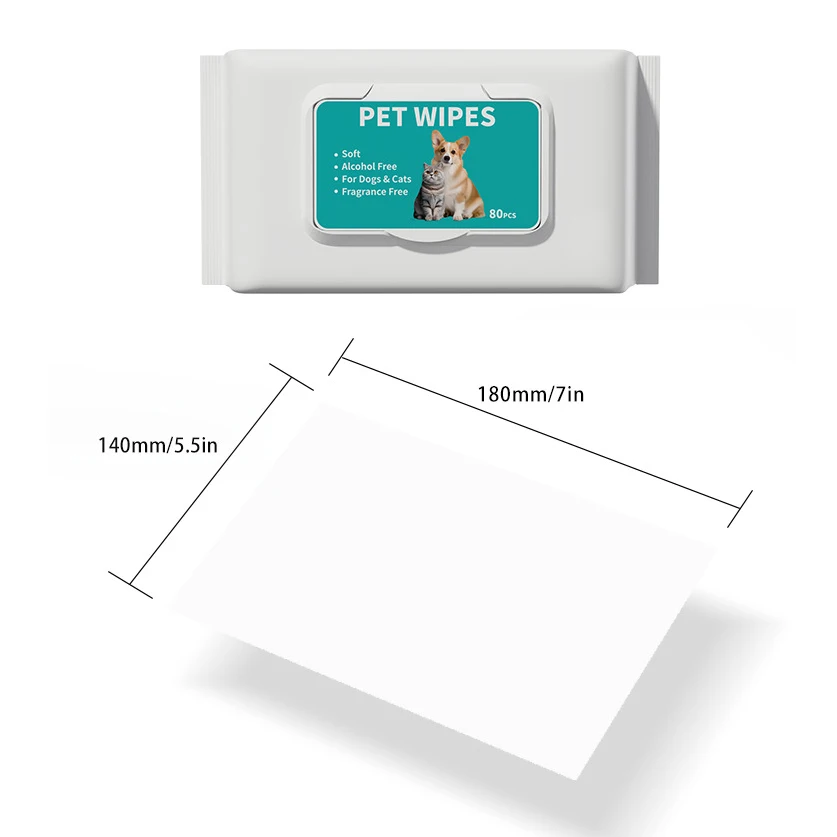 custom brand size pet cleaning cat wipes 80 pcs disposable dog wet wipes hypoallergenic pet wipes