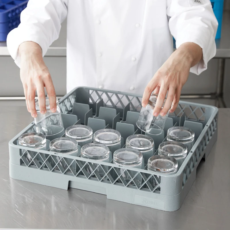 Multifunctional 100 Extender Full-size Plastic & Gray Glass Rack Dish Flatware Storage Holders 25 Compartment Kitchen Rack