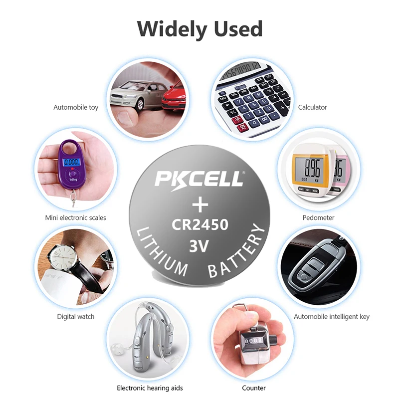 Литиевая батарея PKCELL высокой емкости 600 мАч cr2450 3 в cr 2450