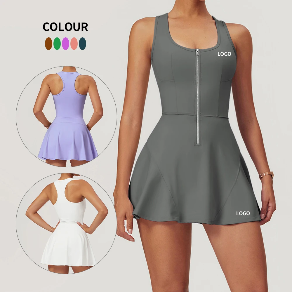 MIQI New Outdoor Sportswear women golf clothing Custom Logo Workout Dress Built-in Bra Breathable Tennis Yoga Wear Dress