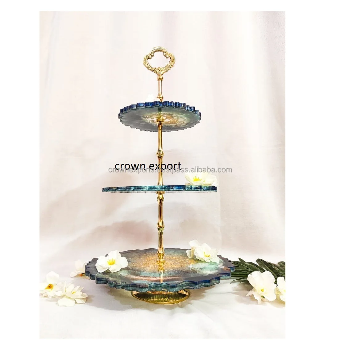 Подставка для торта из эпоксидной смолы с трехуровневыми многоуровневыми лотками в индивидуальных цветах