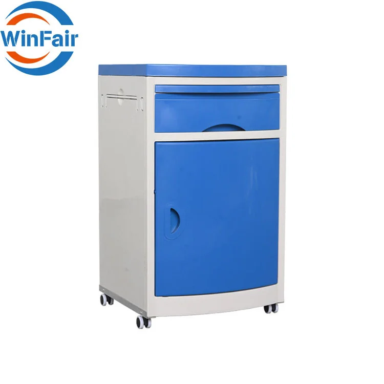 WinFair Abs Hospital Bed Side Bedside Cabinet Mobile Medical Storage Plastic Locker Bedside Hospital Cabinets