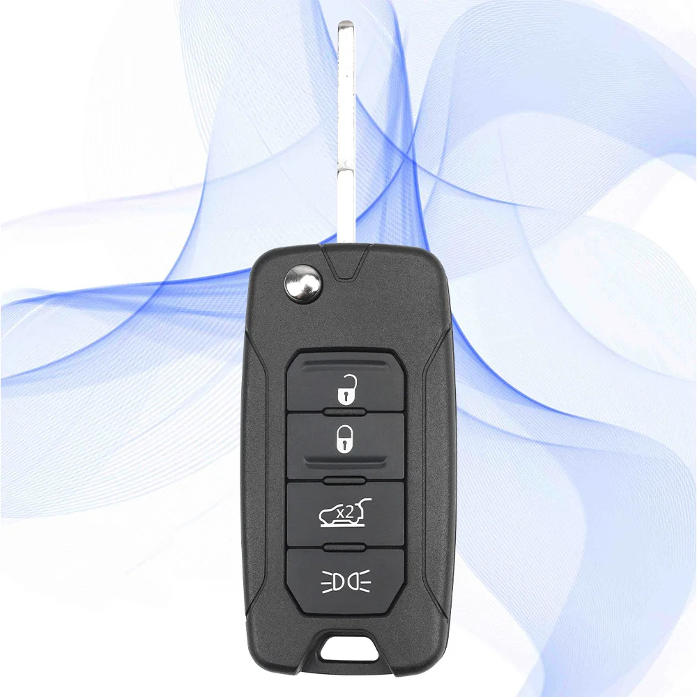 MS 4 Buttons Folding Car Remote Control Key Shell Case for Jeep Auto Vehicle Replacement Housing with Blank Uncut SIP22 Blade