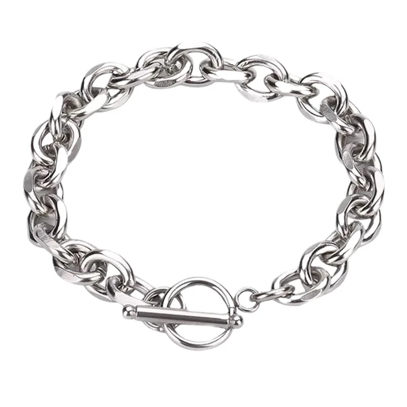 Custom Personality Trend Men Fashion Bar Hip Hop Club Link Stainless Steel Italian Charm Bracelet